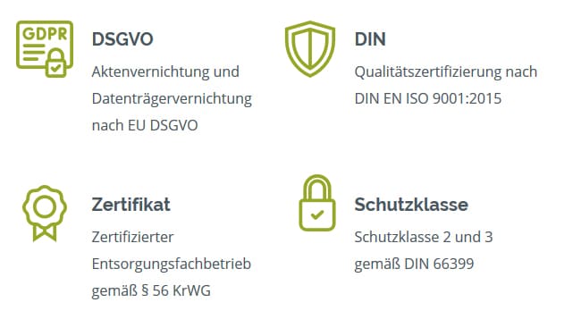 Sichere Aktenvernichtung in Obermaiselstein ist mit einem zertifizierten Entsorgungsfachbetrieb wie der ROHPROG gewährleistet